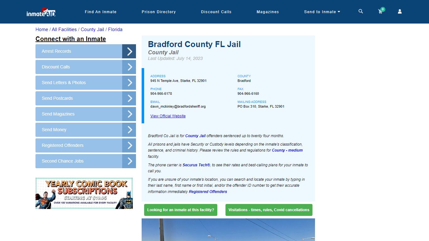 Bradford County FL Jail - Inmate Locator - Starke, FL